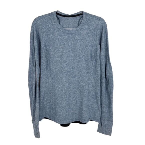 LULULEMON Runderful Long Sleeve Top 12 Heathered Petrol Blue EUC B88 - Picture 2 of 8